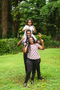 African American family with one child